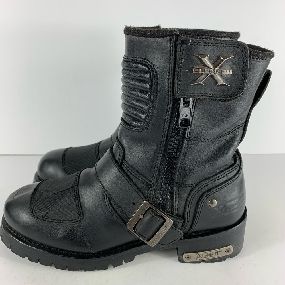 COPY - Xelement Black Leather Zip Motorcycle Boot…